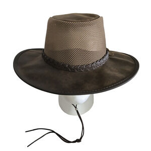 American Hat Makers - Breeze Bomber, Leather Mesh With Strap, Size Large, NWT